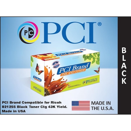 Pci Compatible for Ricoh 821255 Black Toner Ctg 43K Yield for Ricoh SPC840DN, SPC842DN 821255-PCI